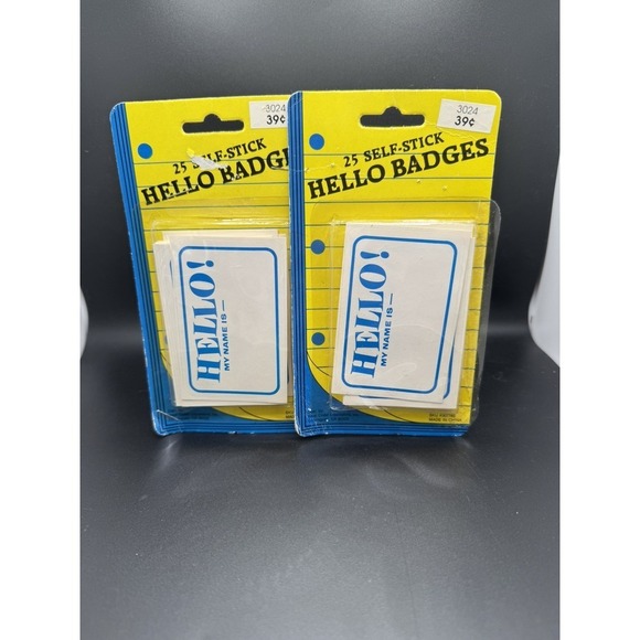 Other - 2 packs "HELLO " NAME TAGS LABELS BADGES STICKERS PEEL STICK ADHESIVE VINTAGE